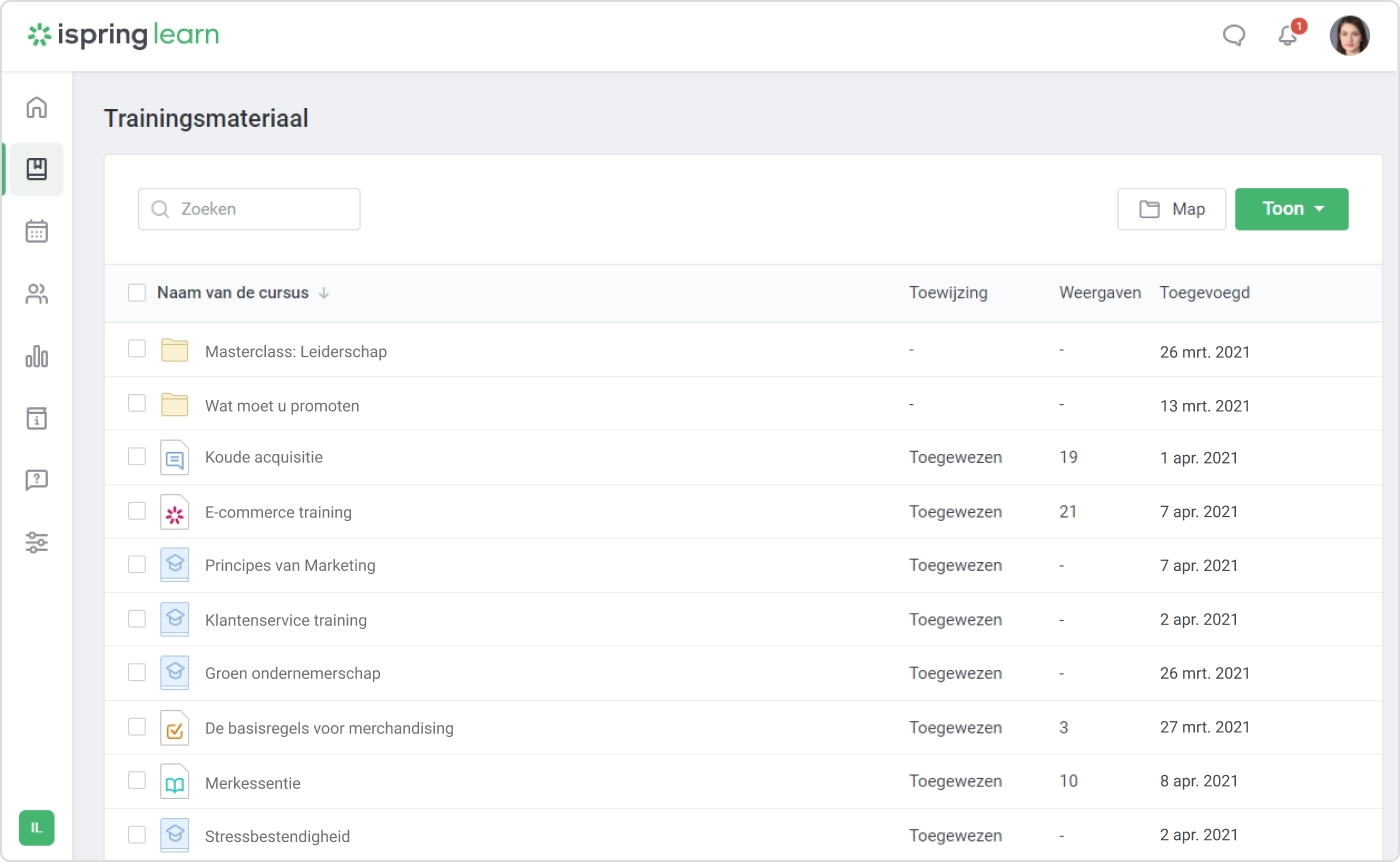 Upload inhoud naar iSpring Learn LMS