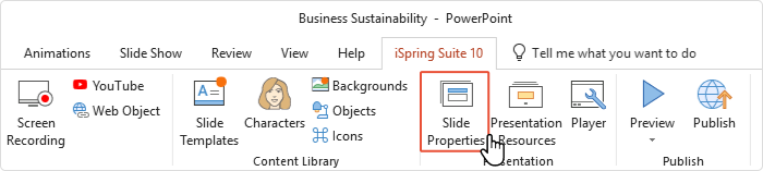 Slide Properties in iSpring Suite