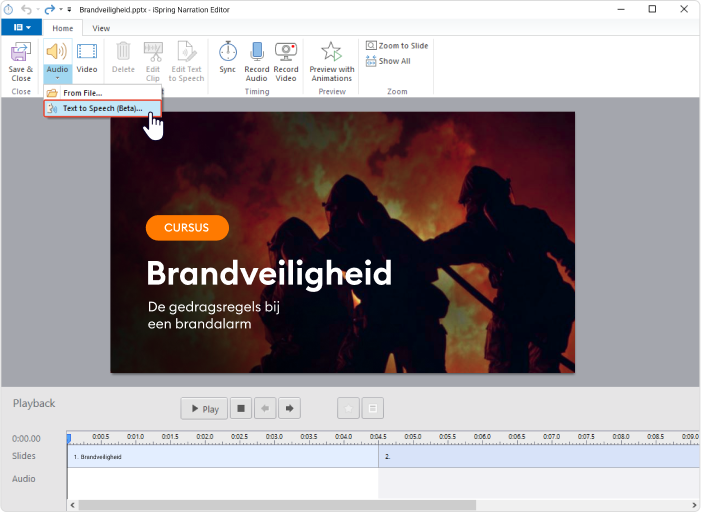 iSpring Suite tekst-naar-spraak functie voor uw interactieve presentatie