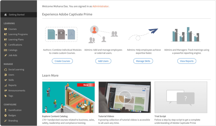 Adobe Learning Manager Het Adobe Learning Manager e-learning platform