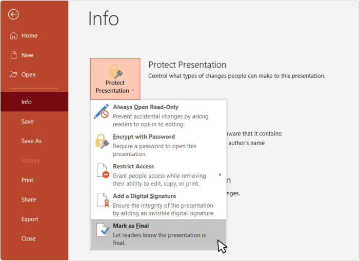 Een PowerPoint alleen-lezen maken Een presentatie in PowerPoint alleen-lezen maken