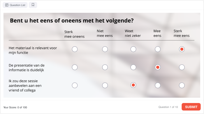 Poll om trainingen te geven in iSpring Suite