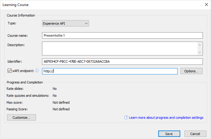 xAPI eindpunt xAPI eindpunt in iSpring Suite