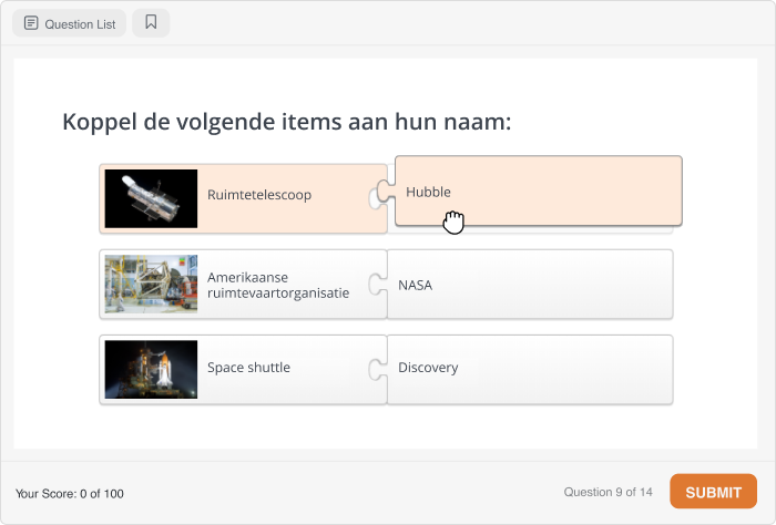 Voorbeeld van Matching vraag