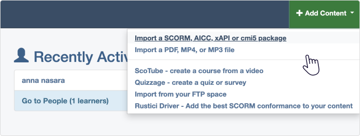 Upload inhoud in Cloud SCORM