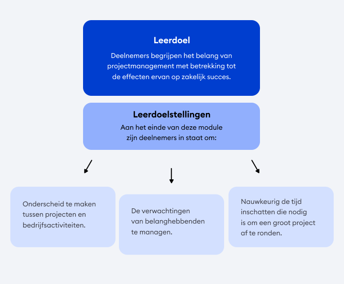 Voorbeelden van leerdoelen en doelstellingen Voorbeelden van leerdoelen en doelstellingen