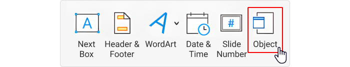 Object optie invoegen in PowerPoint Object optie invoegen in PowerPoint