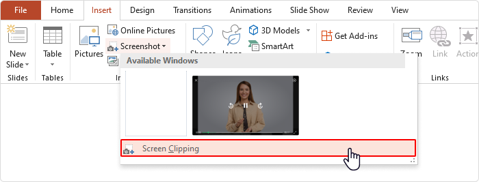 Screenshot optie in PPT Screenshot optie in PPT