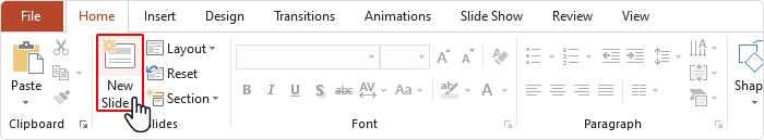 Nieuwe Dia optie in PowerPoint Nieuwe Dia optie in PowerPoint