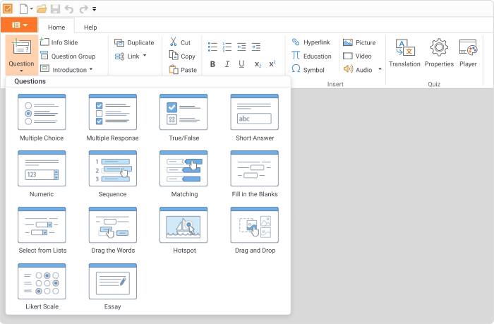 14 soorten quizvragen in iSpring Suite 14 soorten quizvragen in iSpring Suite