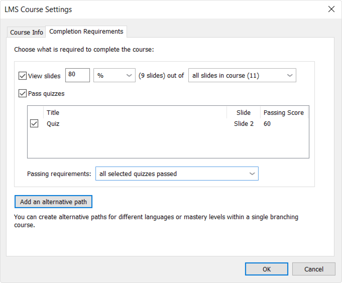 LMS cursusinstellingen LMS cursusinstellingen