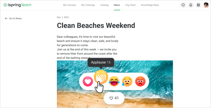 Newsfeed voor bedrijven in iSpring LMS Newsfeed voor bedrijven in iSpring LMS