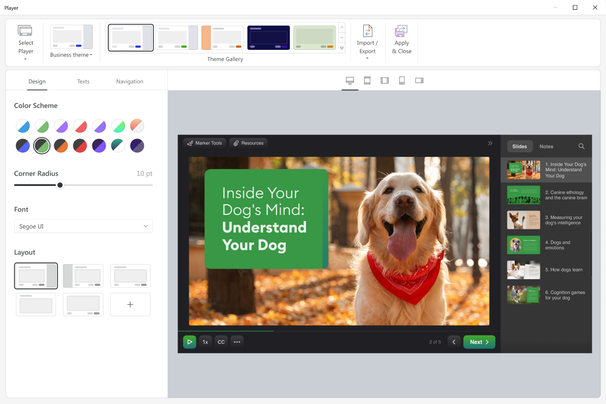 Aanpasbare speler in iSpring Suite AI Aanpasbare speler in iSpring Suite AI